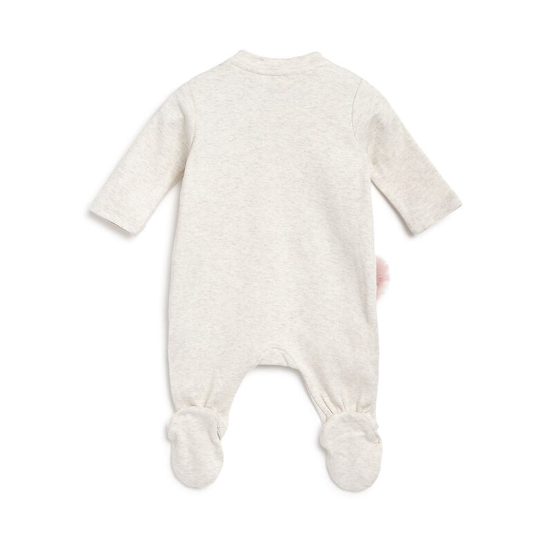 Girls Light Natural Embellished Front Opening Babysuit image number 1